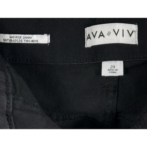 Ava & Viv Jeans Women's Size 24 R Mid-Rise Black Skinny Stretch Plus Size - Picture 6 of 12